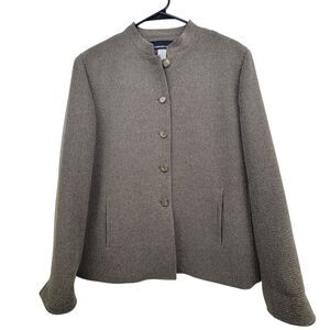 Jones New York Greenish Brown Soft Blazer With Shoulder Pads Stain Size 12